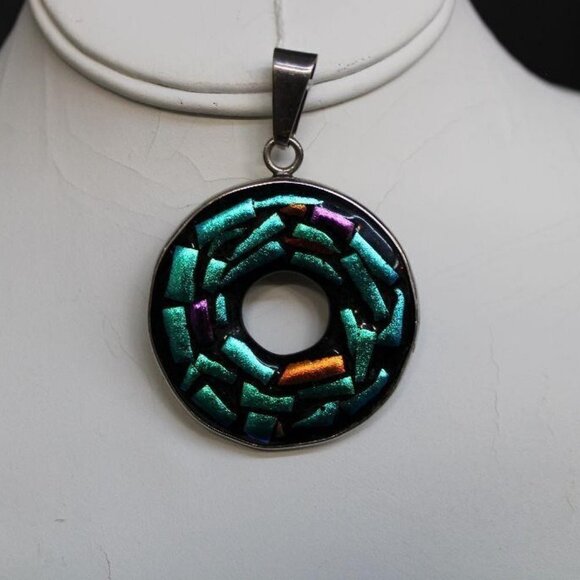 PERUVIAN 950 High Quality Silver Colorful Necklace pendant charm 95% purity - Picture 1 of 2